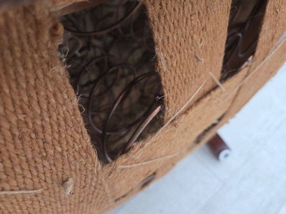 Image 1 of Poltrona danese degli anni '50, mobili in lana, legno di quercia intagliato a mano.