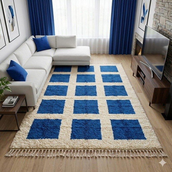Custom-made blue tiled Rugs & carpets – Textile, Wool (photo 3 of 8)