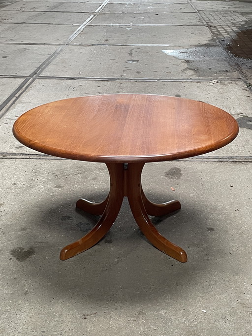 Table basse vintage scandinave, ronde, teck