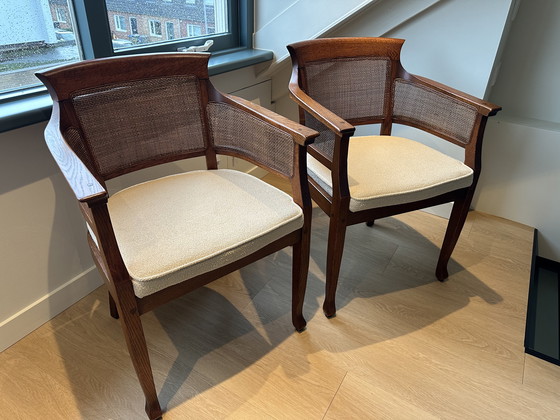 Image 1 of Set of 2 Vintage Bannink Art Nouveau armchairs – reupholstered - 70's/80's