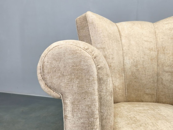 Image 1 of Fauteuil lounge sculptural en velours italien des années 1950