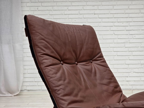 Image 1 of Anni '70, poltrona danese di Farstrup, mobili in pelle, tela, legno curvato.