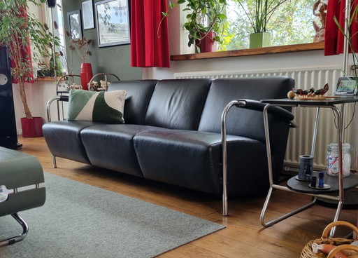 Leolux Scylla 3-Sitzer-Sofa. Schwarzes Leder.