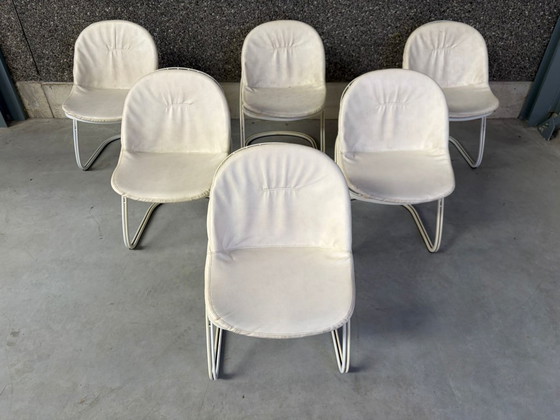 Chaises de salle à manger Gastone Rinaldi « Pascale », années 1970 - Lot de 6 – Leather, Metal (photo 3 of 12)