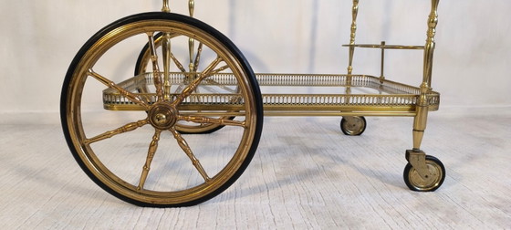 Image 1 of 😍✨ Prachtige serveerwagen op wielen van messing en glas van Maison Baguès - Hollywood Regency, jaren 50 ✨😍