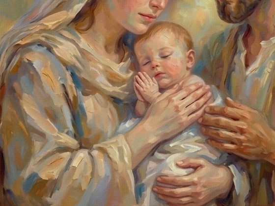 Jésus Marie Et Joseph "La Oración De Jesús" (80x60 Cm) – Pinturas y dibujos, Aluminium, Wood (photo 2 of 5)