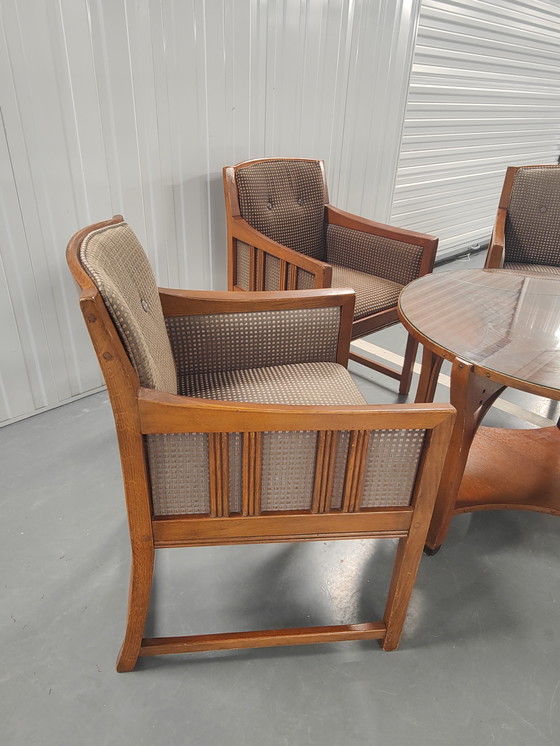 Image 1 of Art-Deco Schuitema & Zonen 3 Fauteuils + 1 Ronde Tafel