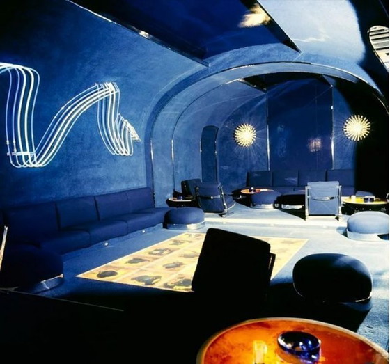 Image 1 of Valérian Rybar Pair of armchairs and pouf in chromed steel. 1970s