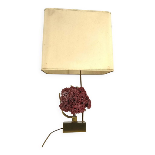 Rare red pipe organ coral brass table lamp, 1970s – tafellampen