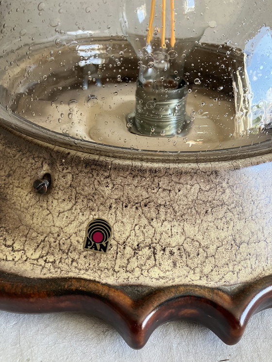 Image 1 of Pan Leuchten Vintage Fatlava Wandlamp Keramiek en Bubbelglas