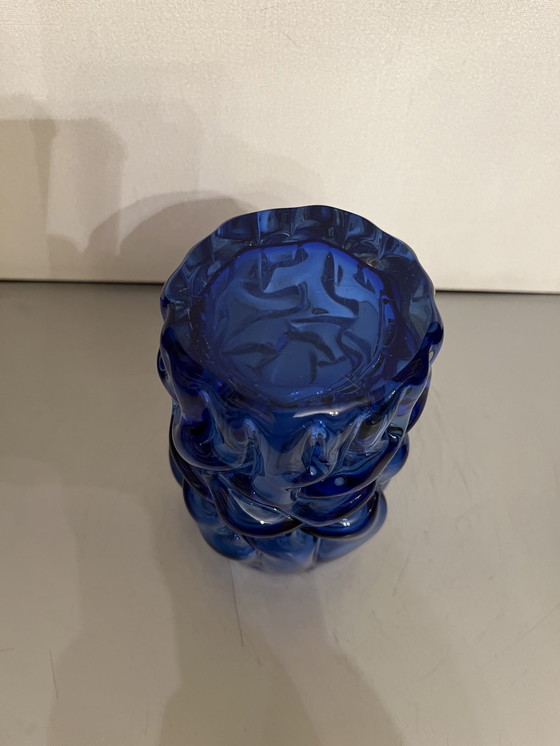 Image 1 of Blaue „organische“ Murano-Glasvase aus den 1980er Jahren