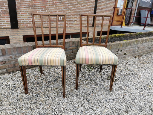Antique restored dining chairs with marquetry