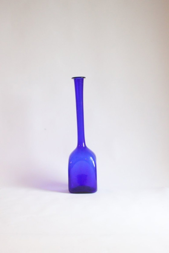 Image 1 of Vaso in vetro di Empoli blu cobalto, 50 cm