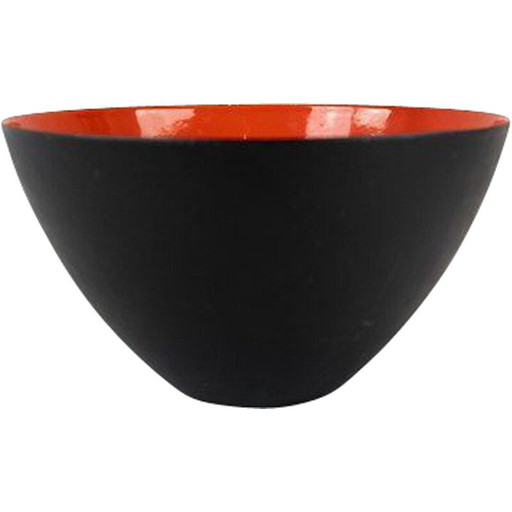 Bol krenit vintage en métal noir et émail rouge par Herbert Krenchel, 1960