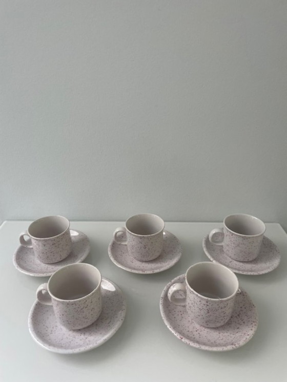 Image 1 of Postmodern Annaburg cup and saucer set – terrazzo style (5 pieces)