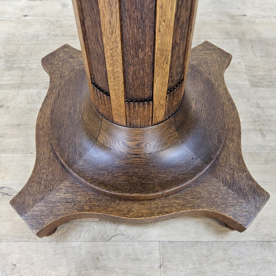 Image 1 of Antieke Eiken houten Art Deco Speeltafel / kaart tafel  / ronde eettafel (uitschuifbaar)