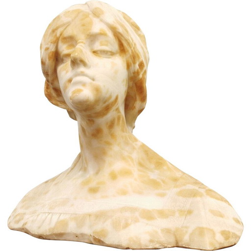Vintage alabaster marble sculpture of a woman