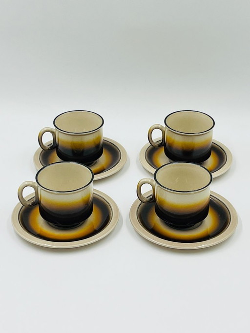 Set aus 4 Tassen und Untertassen von Iceland - Boch Belgien – servies, Ceramic