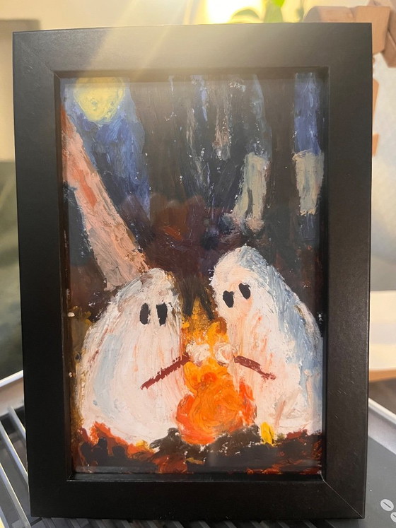 Free Souls at Camping Oil Pastel Painting – Paintings & Drawings, Paper, Glass (photo 4 of 5)