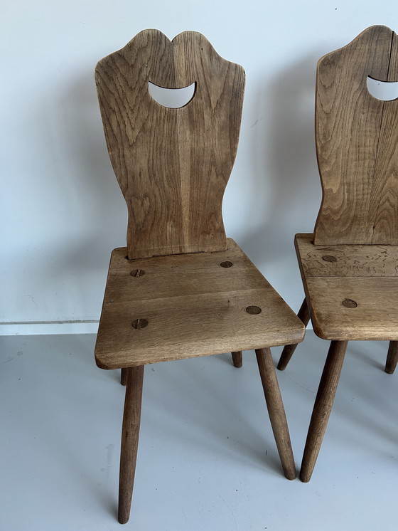 Image 1 of Set of four oak farm chairs