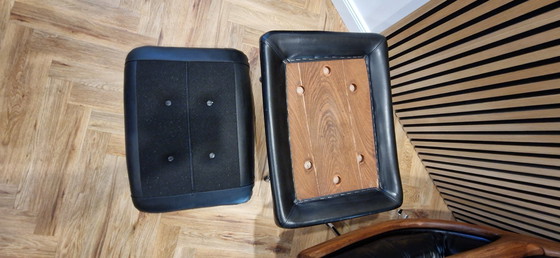 Image 1 of Eugen Schmidt Drehsessel mit Fußhocker Leder schwarz 