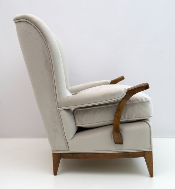 Image 1 of Attributed of Paolo Buffa Mid-Century Modern Italian Velvet Armchairs, 1950s