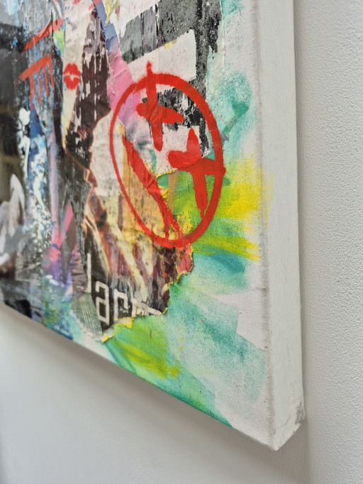 Mixed media / collage urban art painting Jimi