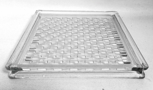 Grande tasca vuota anni '50 Blocco di vetro 30 x 30 cm