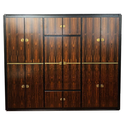 Italian Macassar and Brass Wardrobe by Adalberto Caraceni for Modernindustria