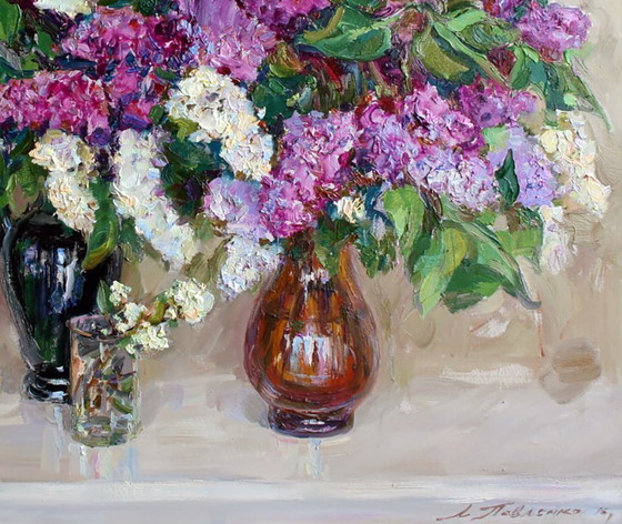 Peinture à l'huile originale Nature morte Fleurs de printemps Lilas – Peintures et dessins, Toile (photo 5 of 5)