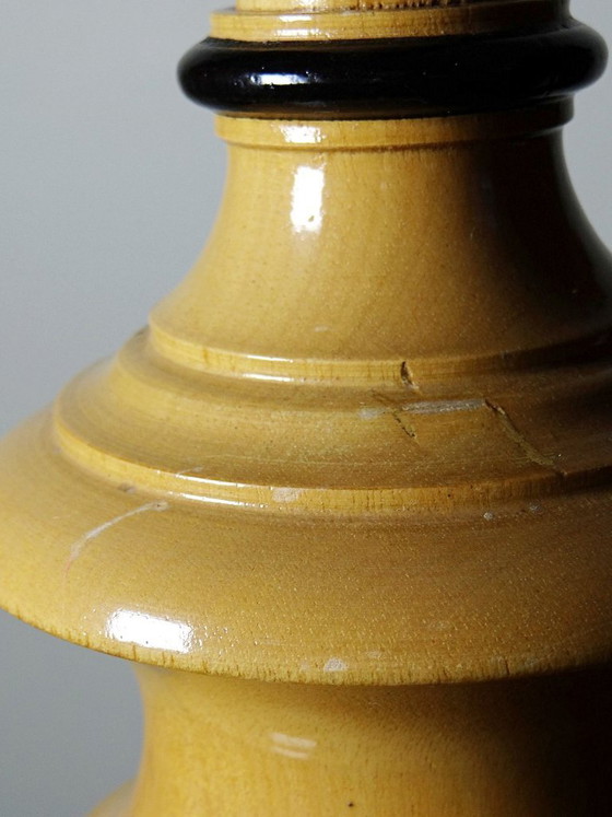 Image 1 of Large Le Dauphin "Verdennes" lamp, turned wood, vintage 1970s