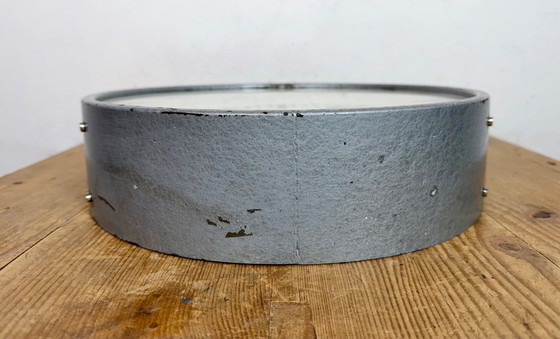 Image 1 of Industrial Grey Factory Wall Clock from Pragotron, 1960s