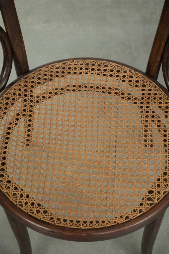 Image 1 of Chaise d'appoint/de salle à manger/de café Cosmos vintage originale en toile, avec un bois élégamment courbé dans le style Thone