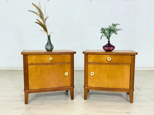 2x Vintage nachtkastjes, nachtkastjes, bijzettafels en ladekasten