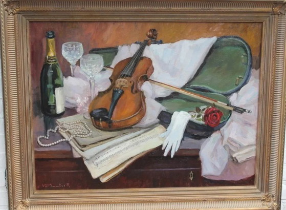 Painting with a violin – Paintings & Drawings, Canvas (photo 3 of 3)