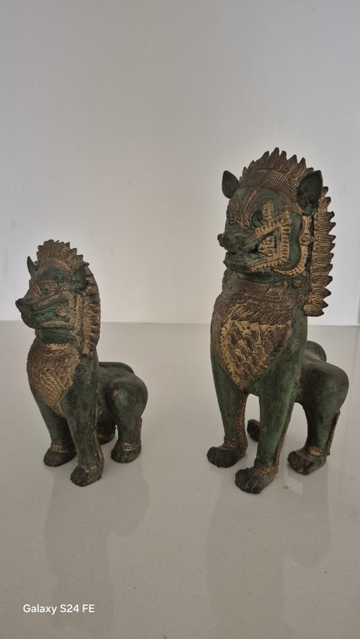 Ensemble de gardiens de porte Thaïlande. – beeldhouwkunst, Bronze (photo 2 of 6)