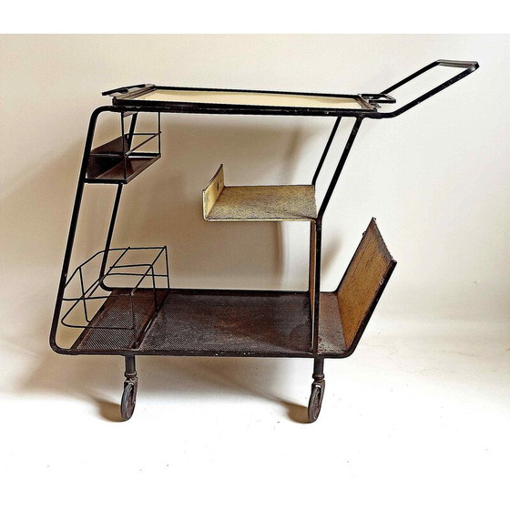 Image 1 of Vintage gele formica trolley van Mathieu Matégot, 1950