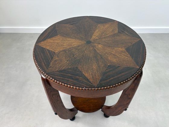 Amsterdam School Art Deco side table from the 1920s/30s, Wood, Brown (photo 2 of 10)
