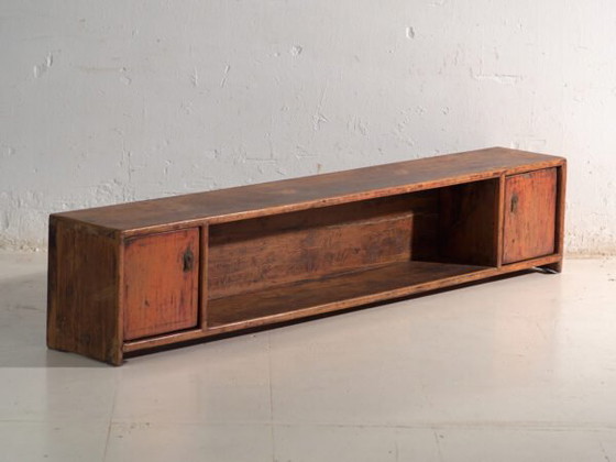 Meuble bas ancien en orme, Chine, vers 1900, Vaisseliers, Laiton, Bois, Marron, Rustic (photo 6 sur 40)