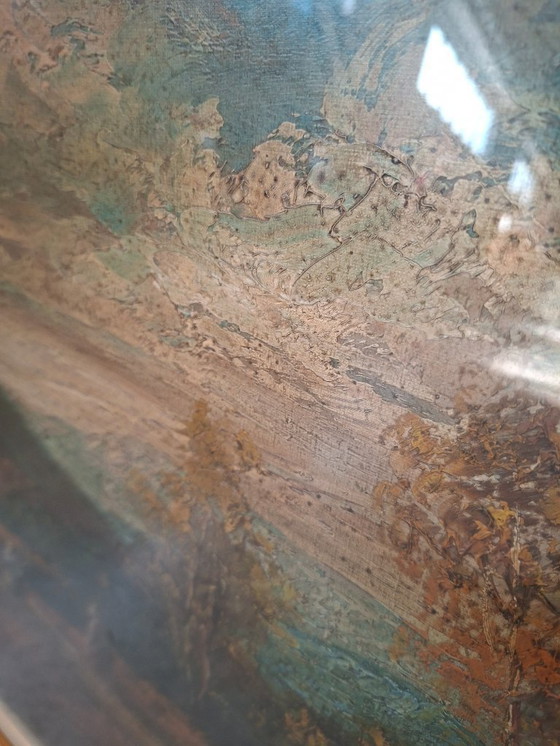 Image 1 of Oil painting "Landscape with Bridge" by G. GRIGNANI, 1983