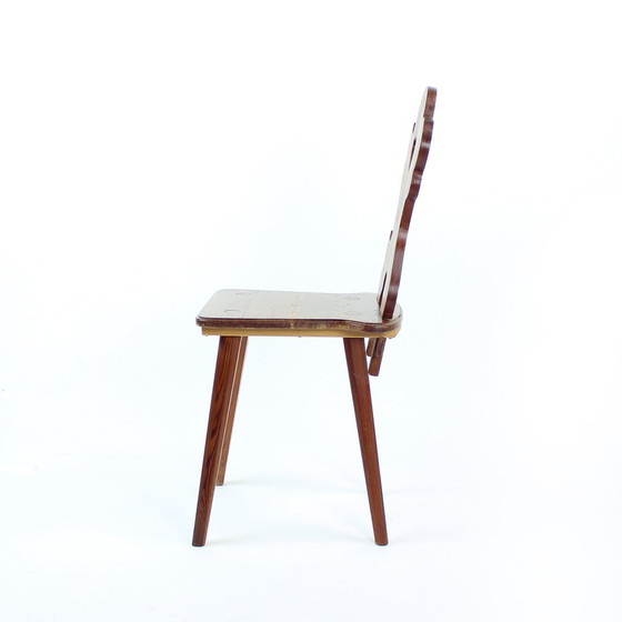 Image 1 of Folk Style Dining Chair In Wood, Czechoslovakia 1973