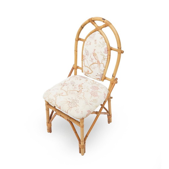 Image 1 of 4 Rattan and Fabric Chairs by Achille Ripamonti, 1980s