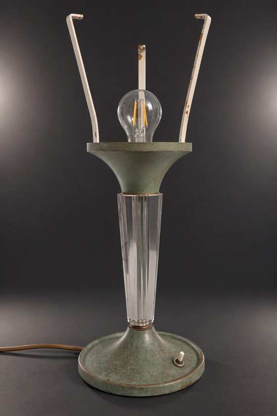 Art Deco Designlampe Gênet et Michon ( Paris ca. 1930 ) – Tischlampen, Metal (photo 2 of 15)