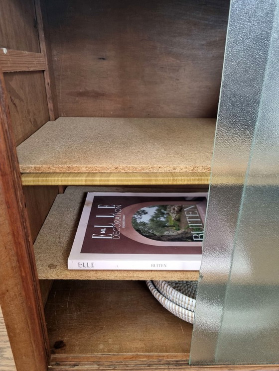 Image 1 of Vintage cupboard/sideboard with sliding doors, structured glass