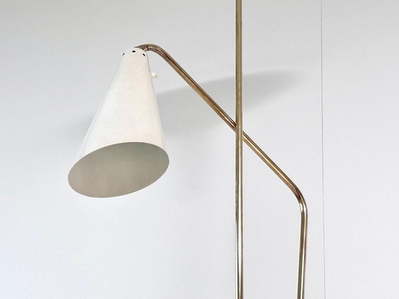 Lampada da terra vintage con uplighter e lampada da lettura, Ottone / Nero, Stile Mid-Century (foto 14 di 15)