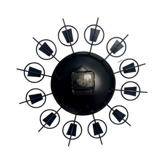 Image 1 of Horloge murale en métal et laiton à motif soleil, style moderne du milieu du XXe siècle, Allemagne, années 1960