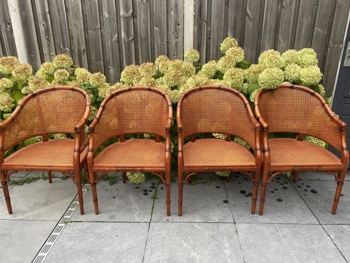 4x Vintage Giorgetti Faux Bamboo Stoelen