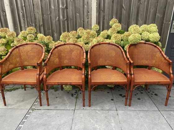 Image 1 of 4x Vintage Giorgetti Faux Bamboo Chairs