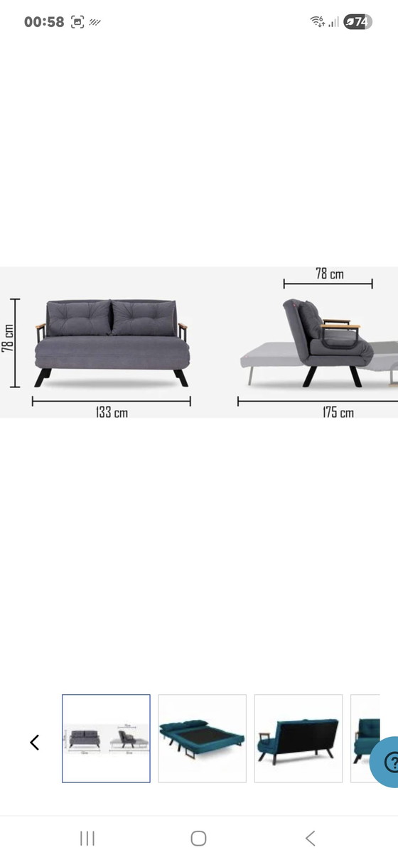 Image 1 of 2-seater sofa bed