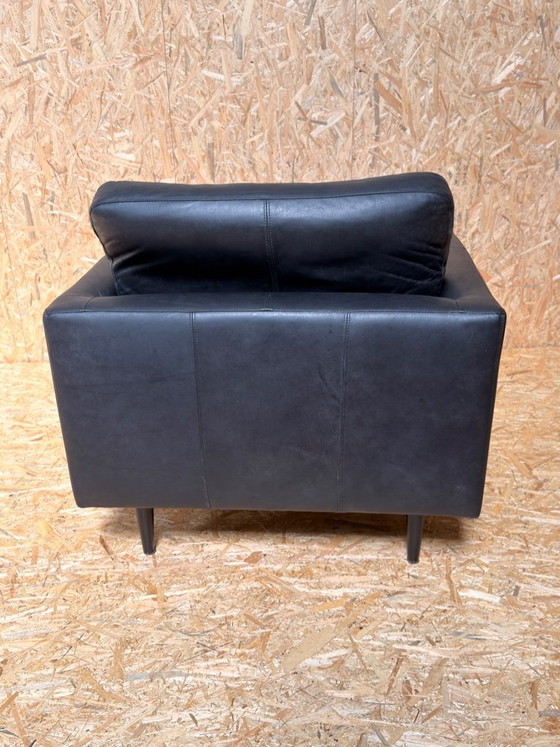 Image 1 of Canapé 2,5 places Lederland avec fauteuil en cuir noir